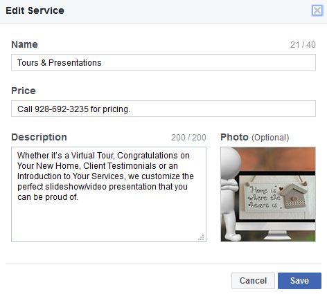 Add a Service to your Facebook Business Page